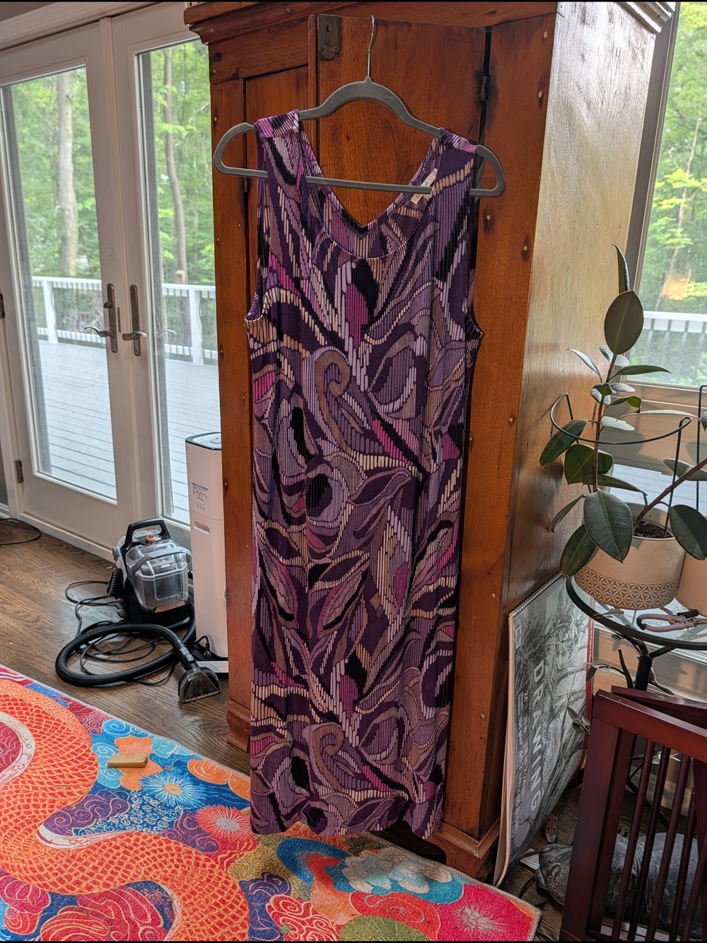 Chicos Reversible Purple Patterned Sleeveless Maxi Dress - Women 16P (Chicos 3P)
